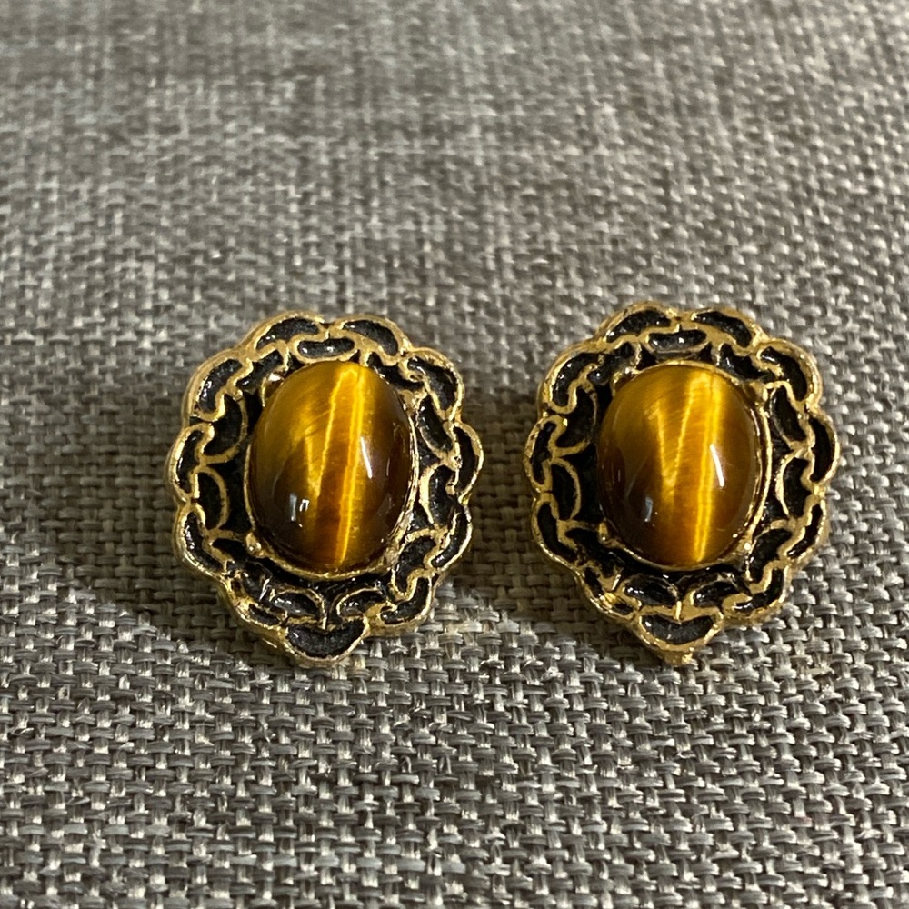 Tiger Eye Clip-on Earrings